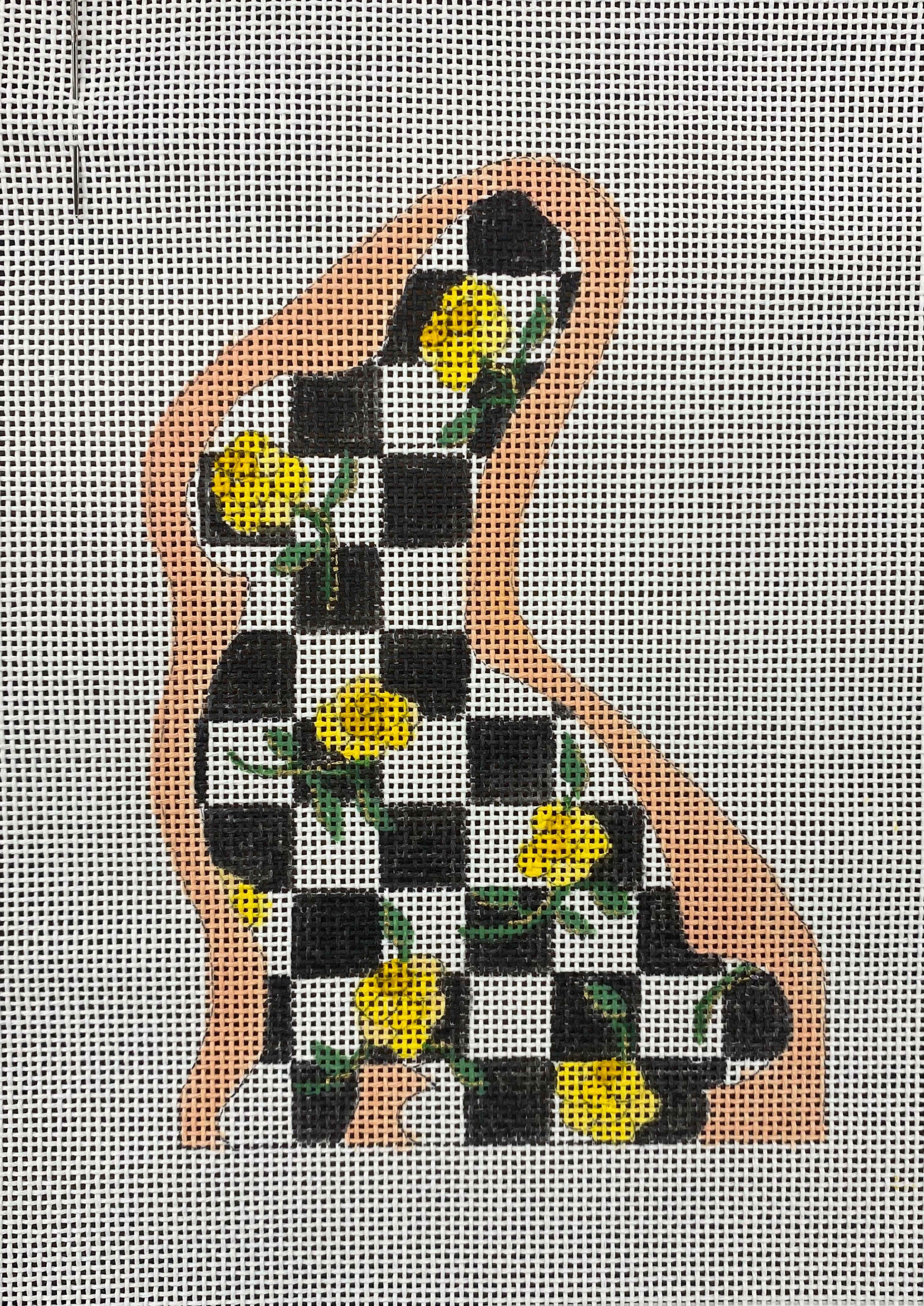 Ann Hanson Checkered Bunny with Roses